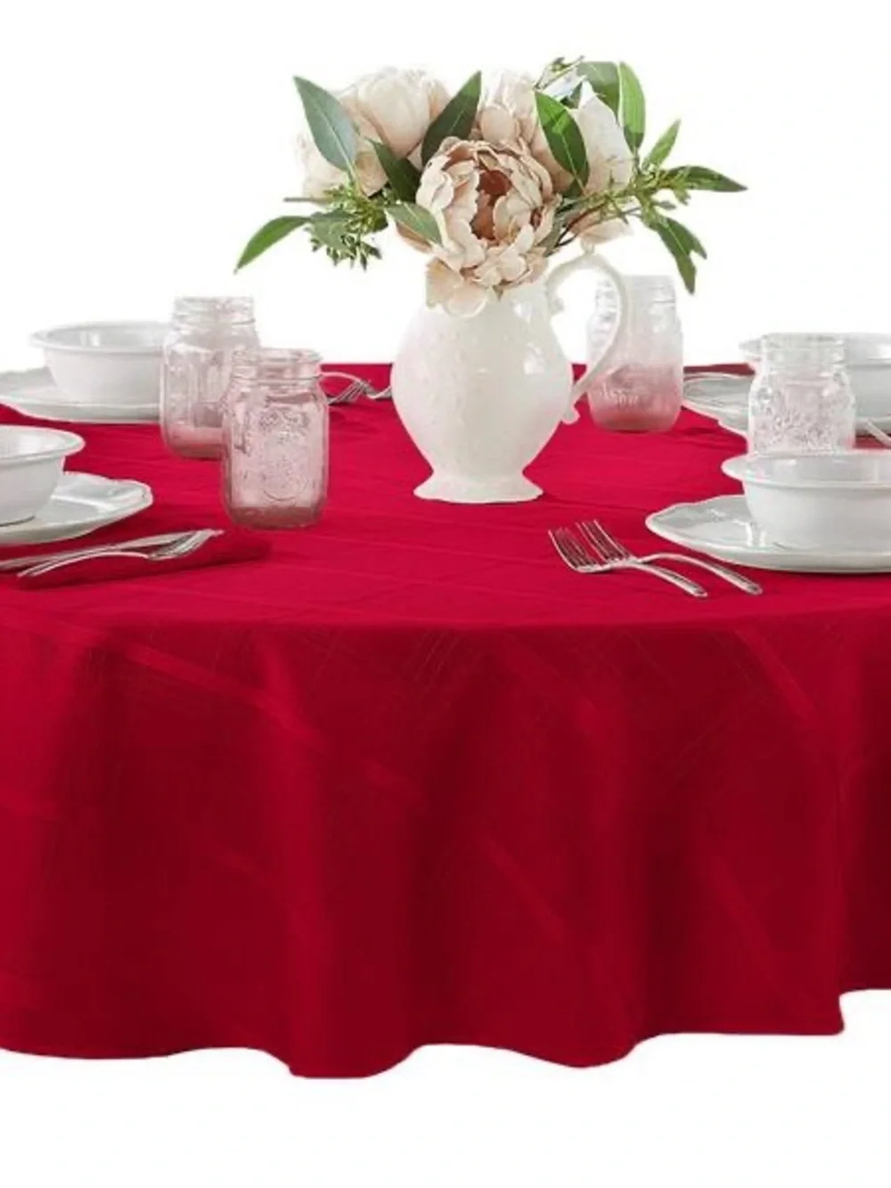 Red Round Tablecloth - Premium Dining Table Cover